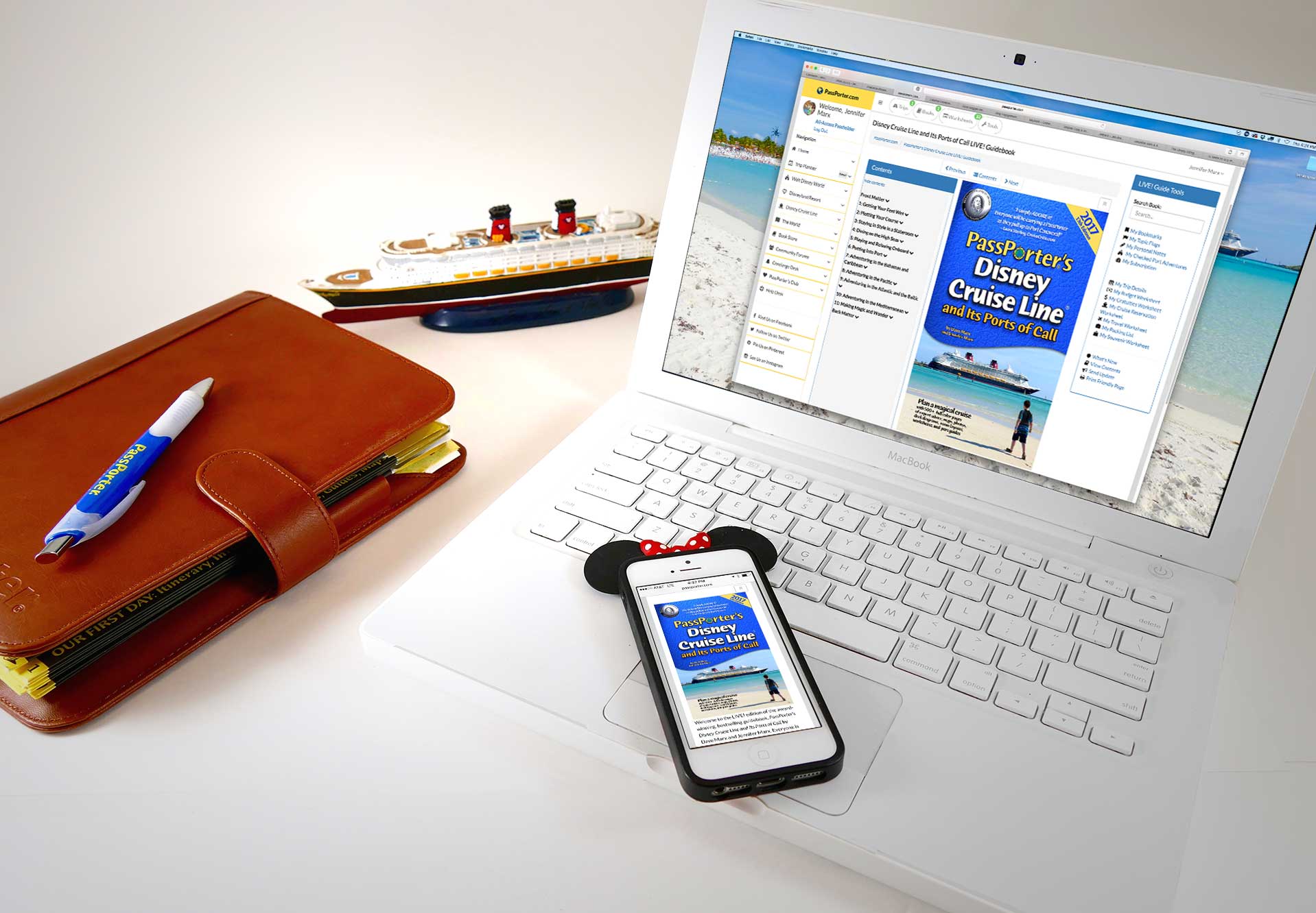 PassPorter Disney Cruise LIVE! Guide on Laptop and phone