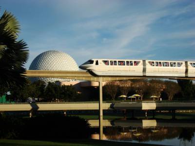 Epcot - Spaceship Earth and monorail