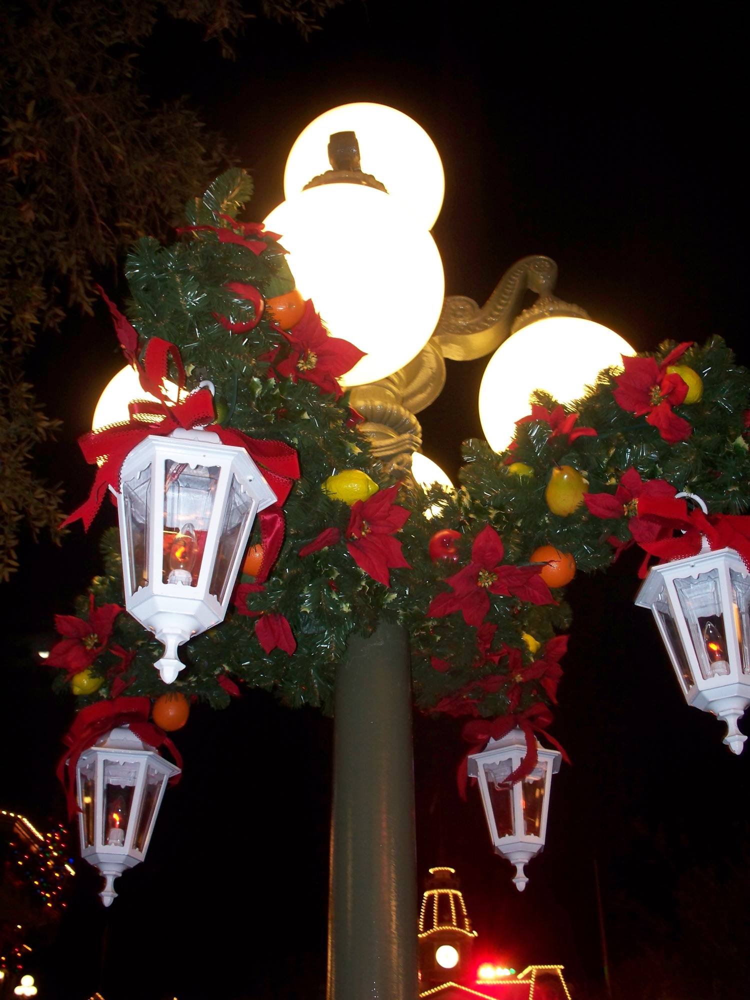Lightpost on Main Street dressed in Holiday Style