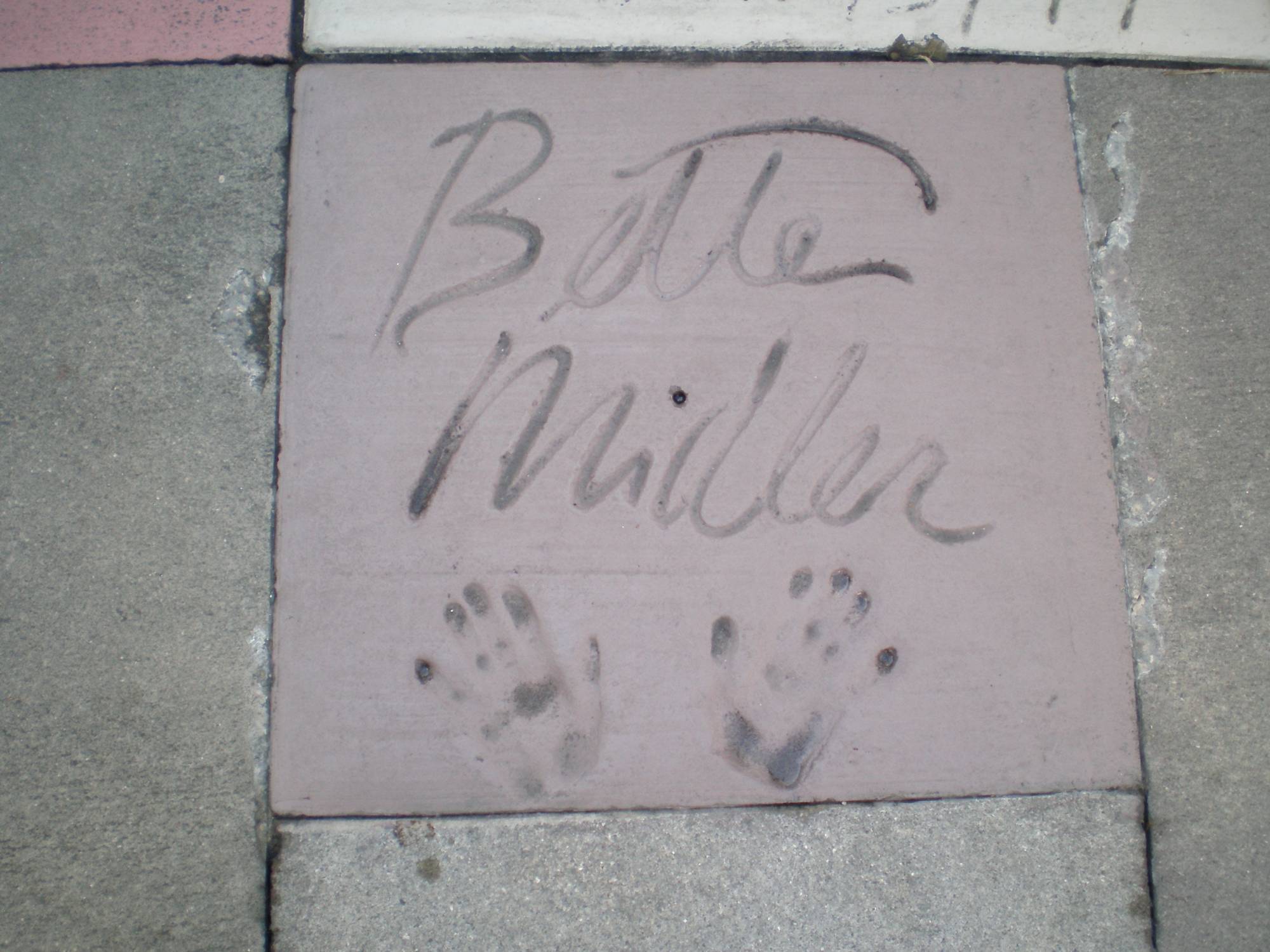 Bette Midler's handprints in cement Bette Midler