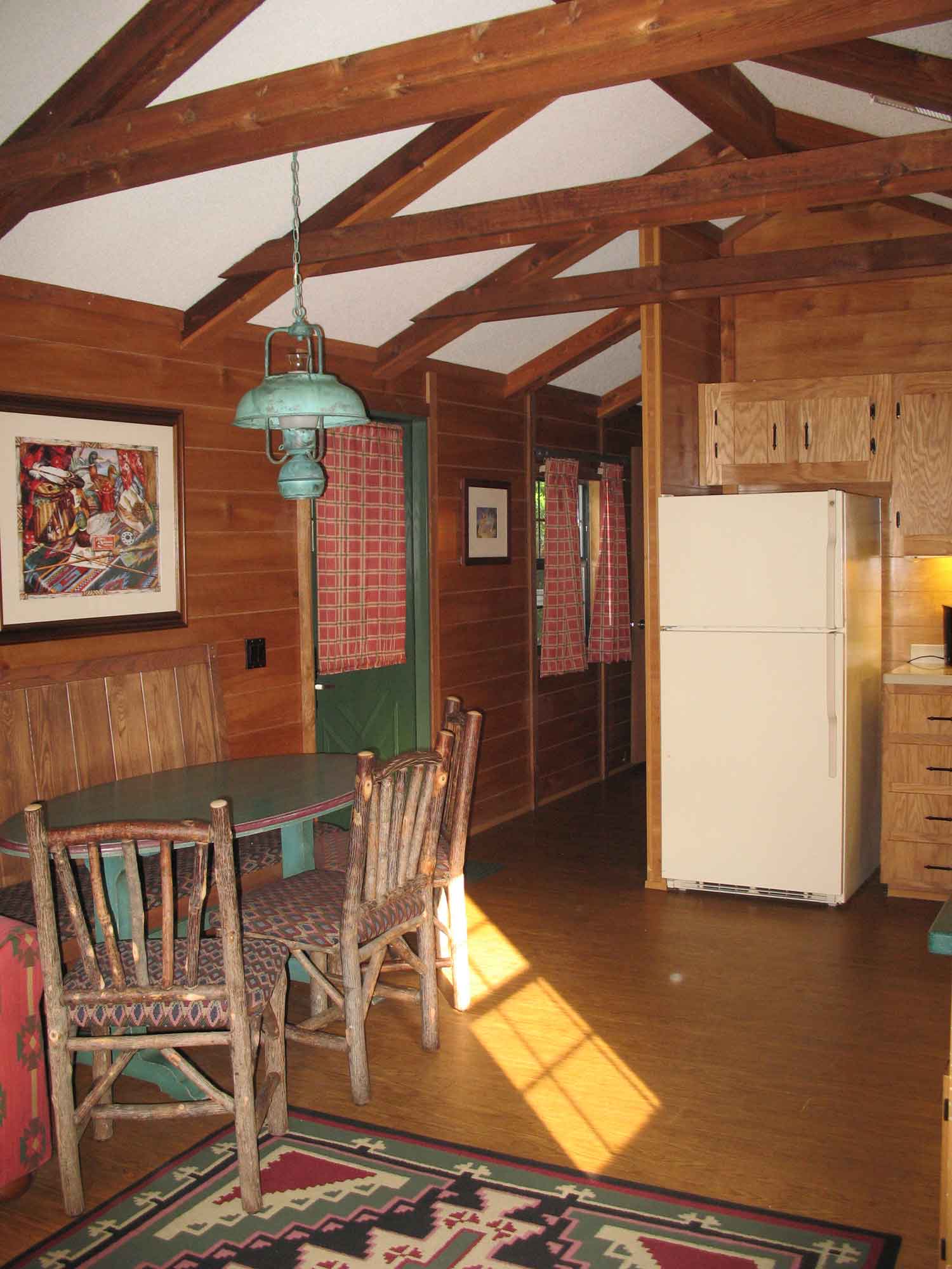 Fort Wilderness Cabin Living Room and Cabin Door