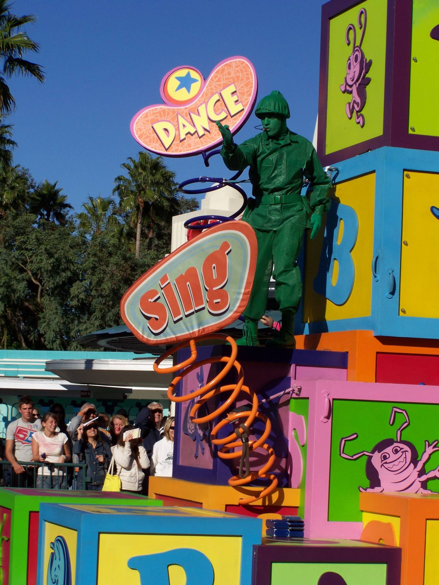 Green Solider on Float in Block Party Bash