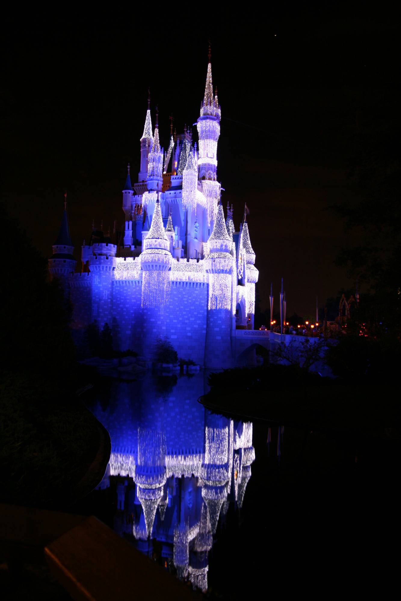 Cinderella's Castle with Icicles lit up for Christmas