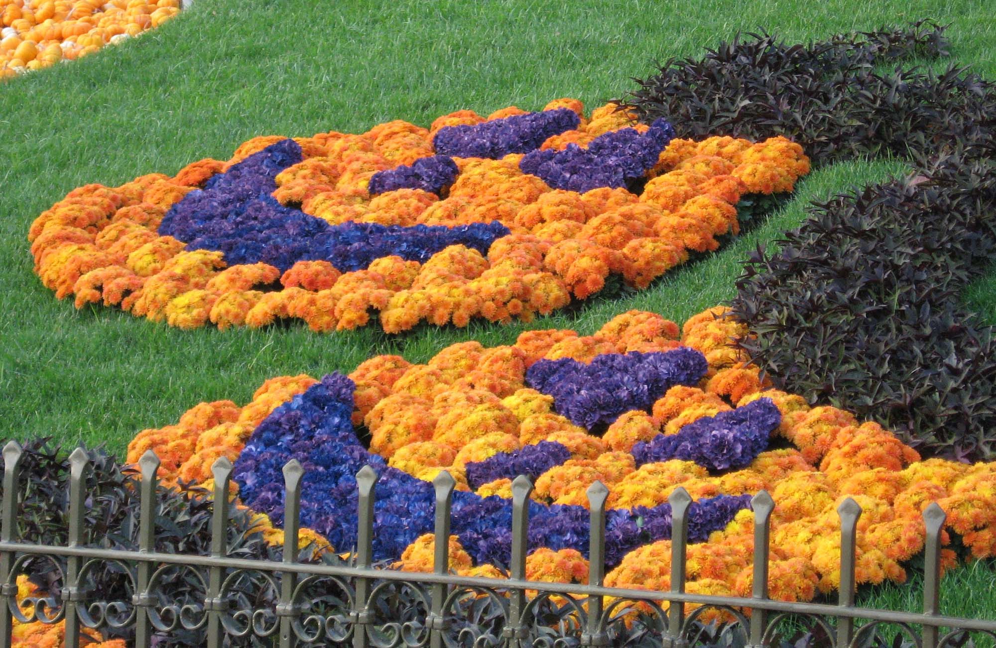 Disneyland - flowers in front of the Disneyland Railroad Station