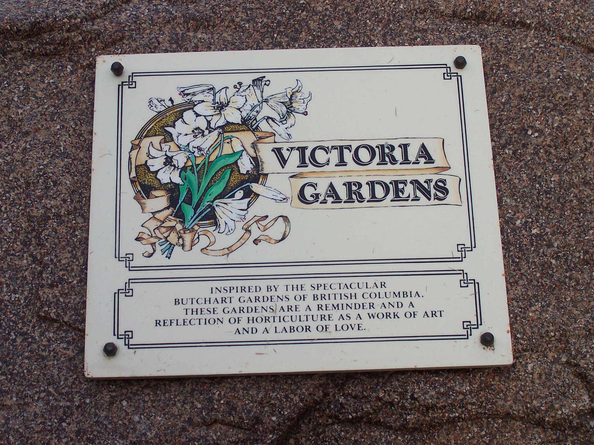 Epcot - Victoria Gardens Plaque in Canada