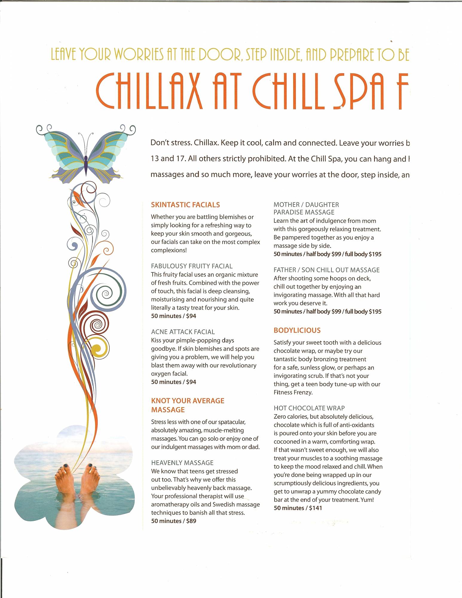 Disney Dream - Chill Spa Menu (Prices) for Teens - Page 2