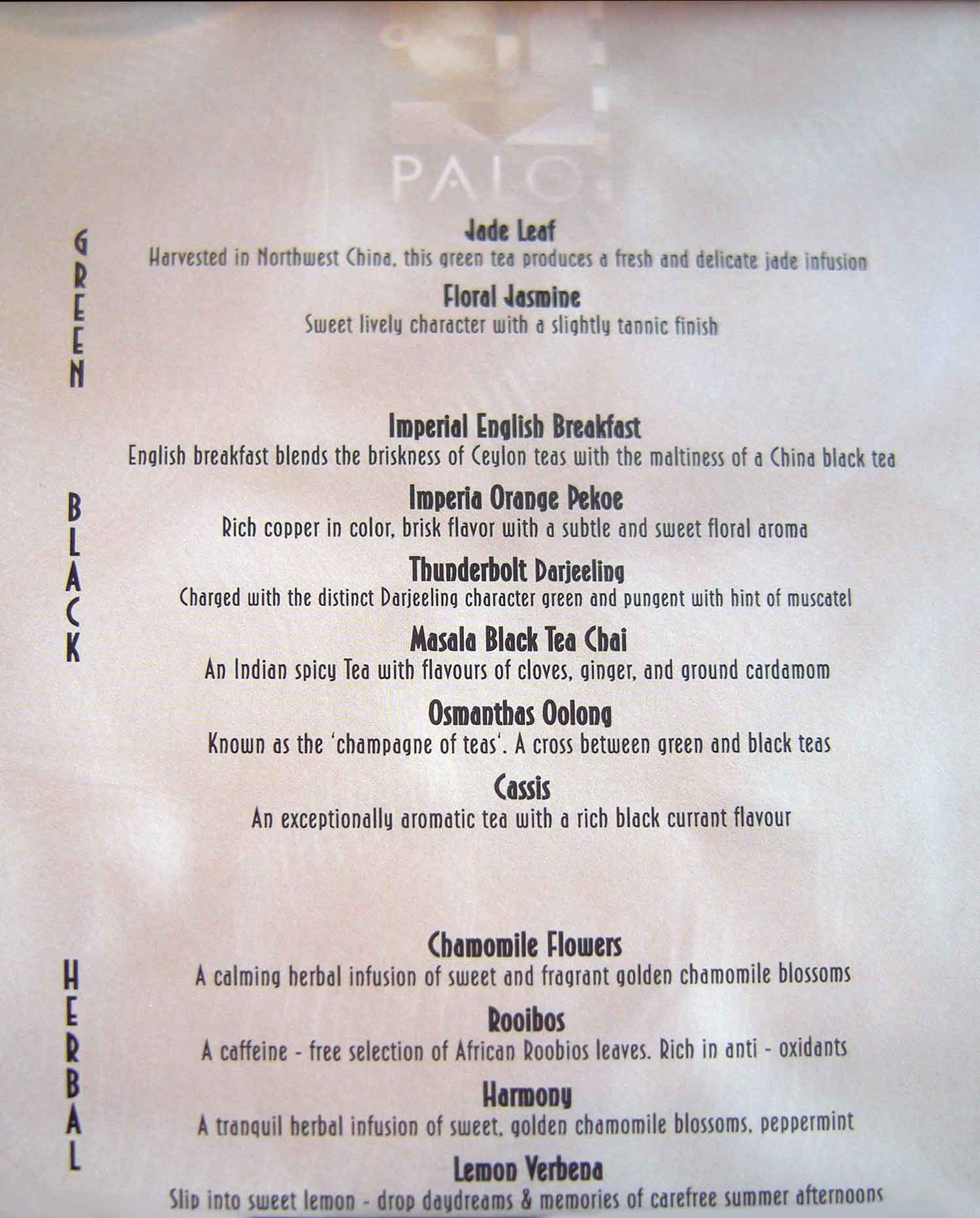 Disney Dream - Palo High Tea Menu 2/2