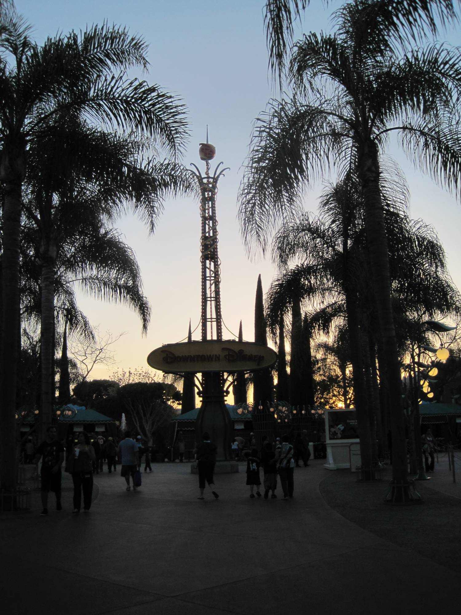 Sunset at entrance to Downtown Disney
