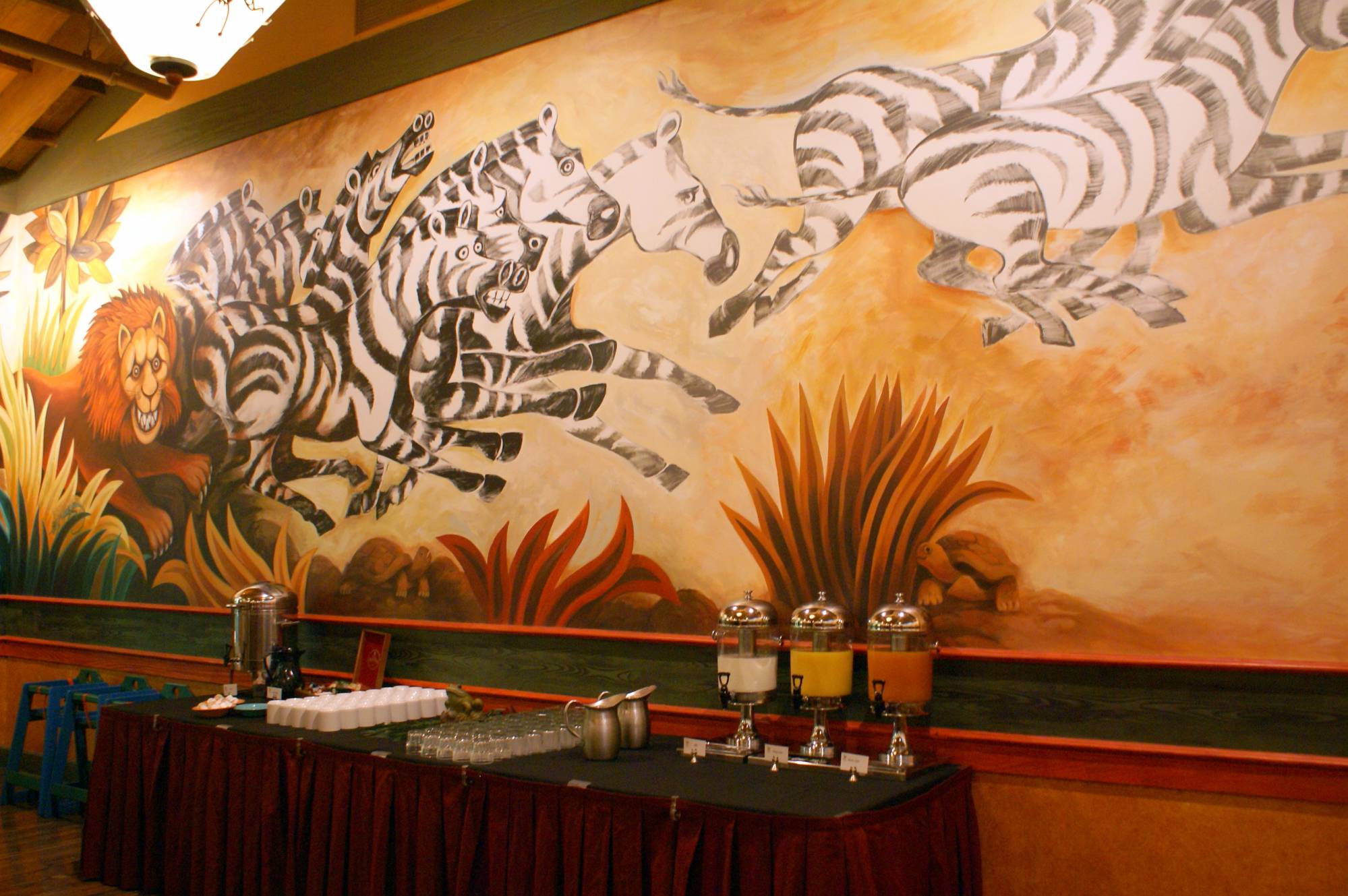 Zebra Mural at Pizzafari