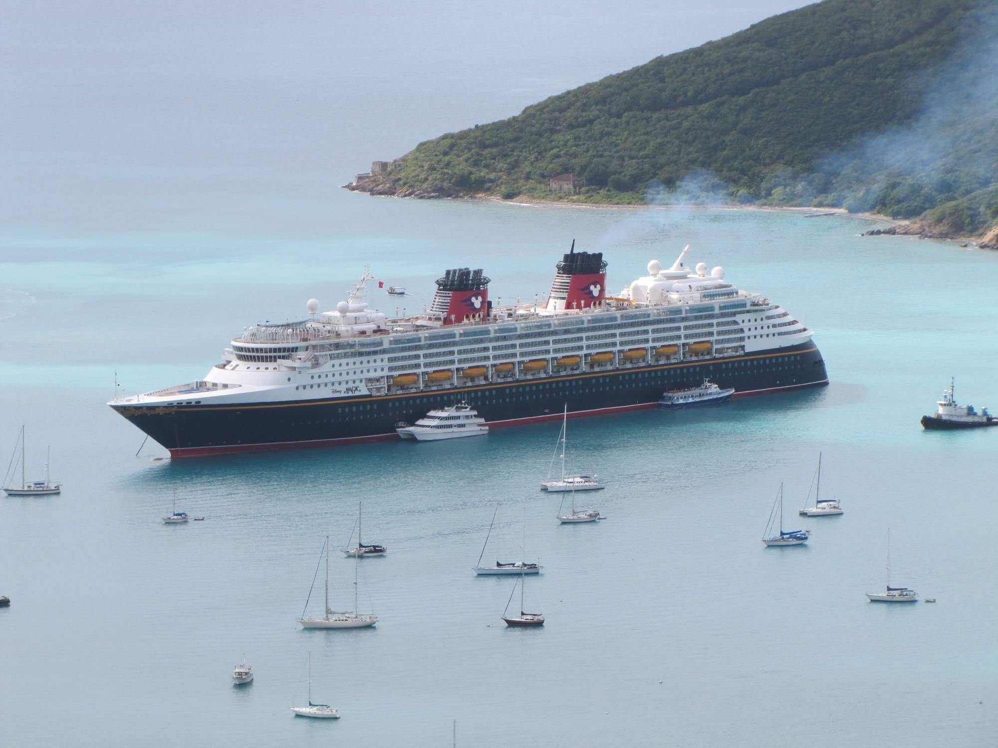 Disney Magic anchored at St. Thomas