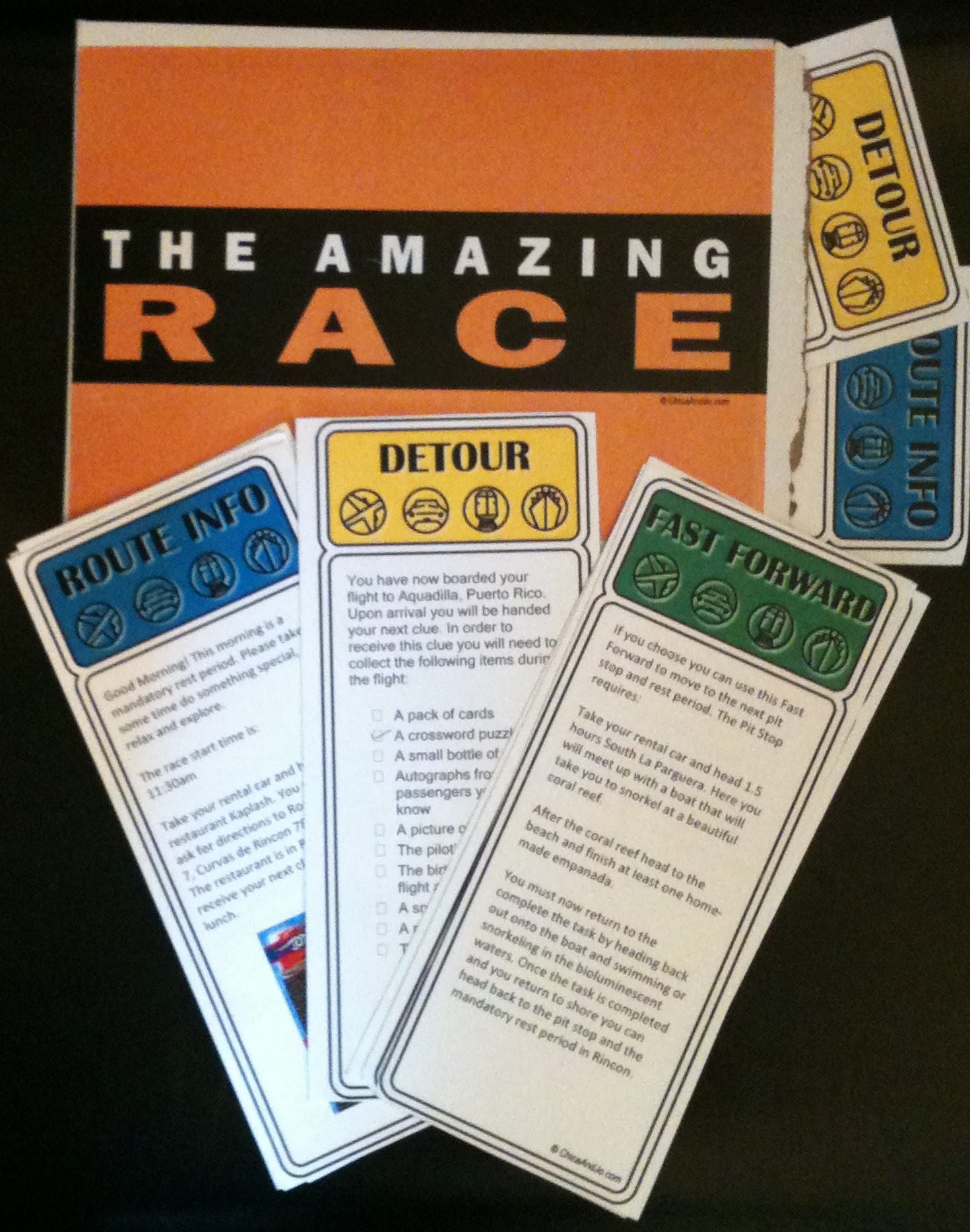 Home Made Amazing Race Materials