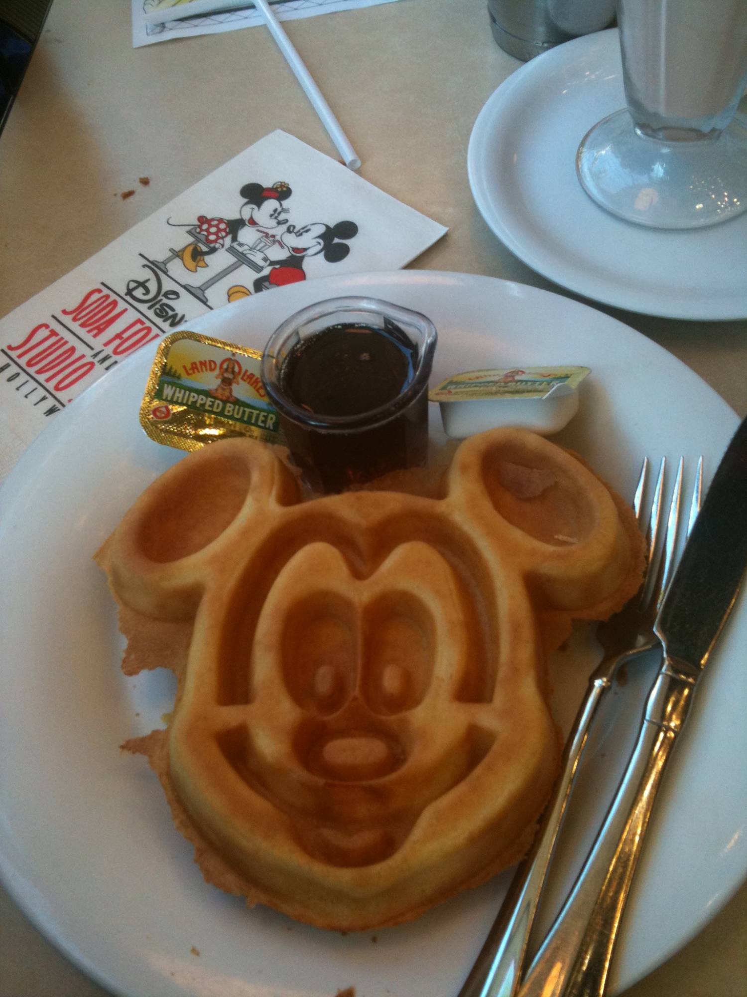 Mickey Waffle!  Dinner at Disney's Soda Fountain and Studio Store - Hollywo