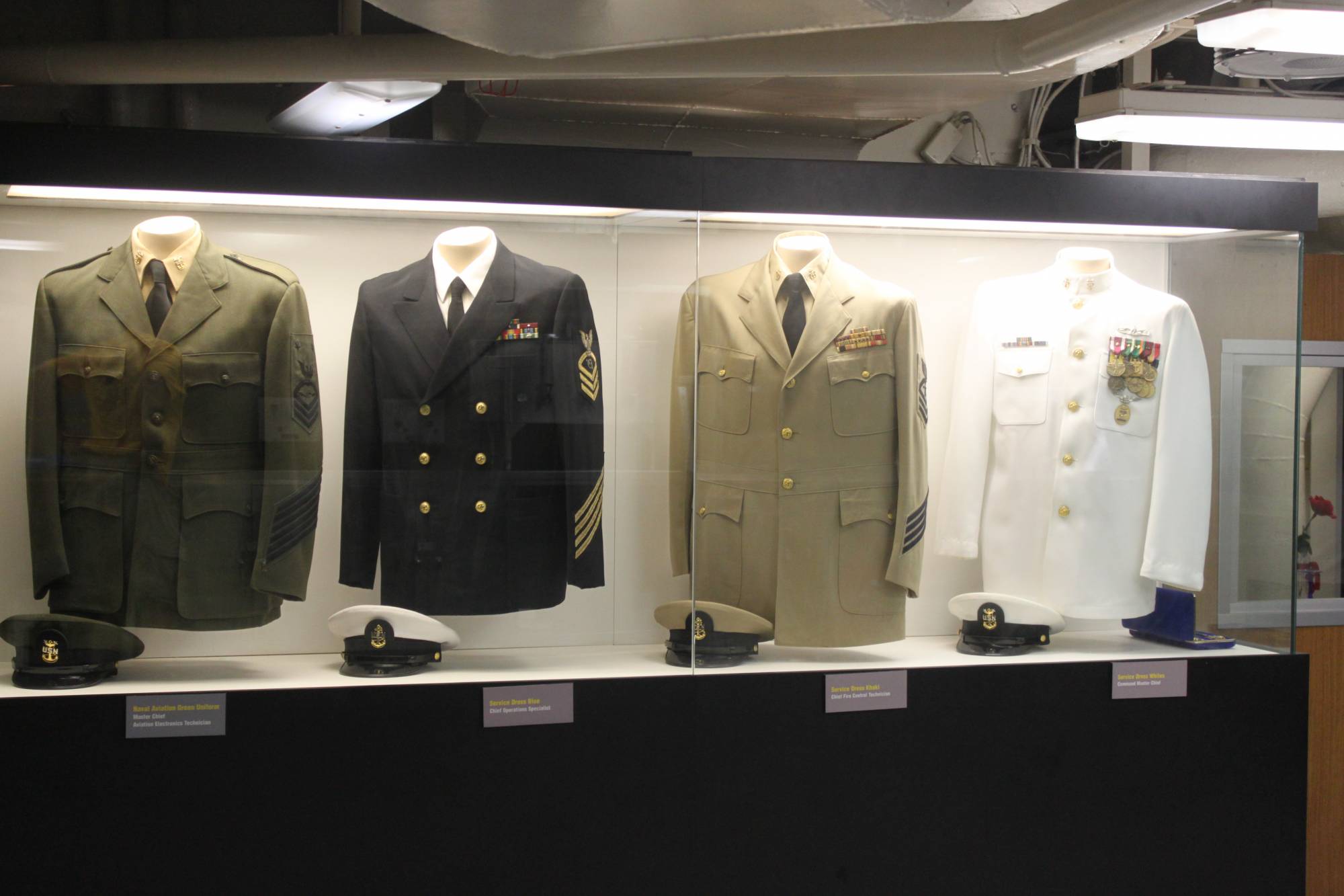 US Navy Chief Petty Officer uniforms throughout the years the USS Midway wa