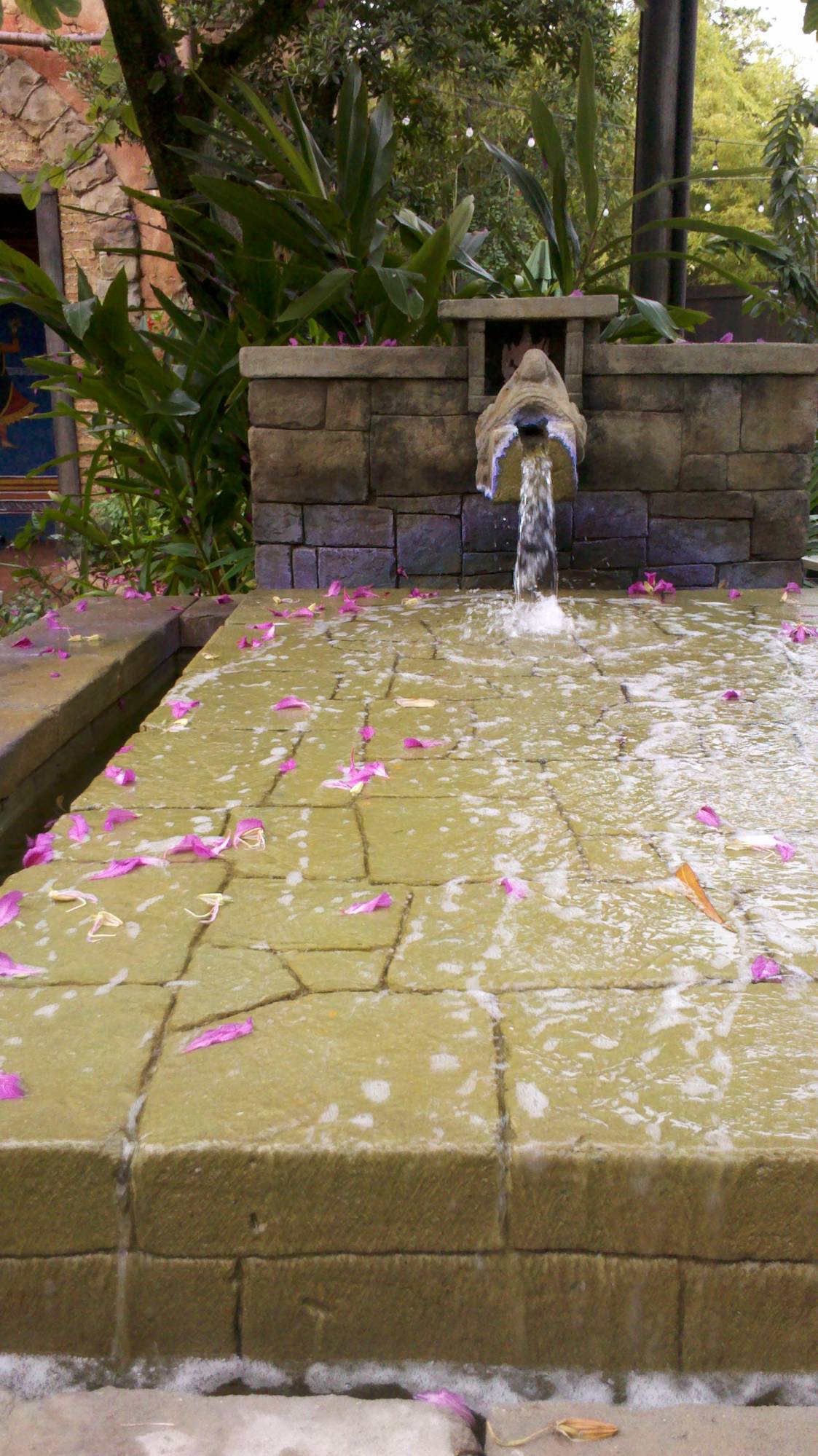 Fountain behind Yak and Yeti restaurant