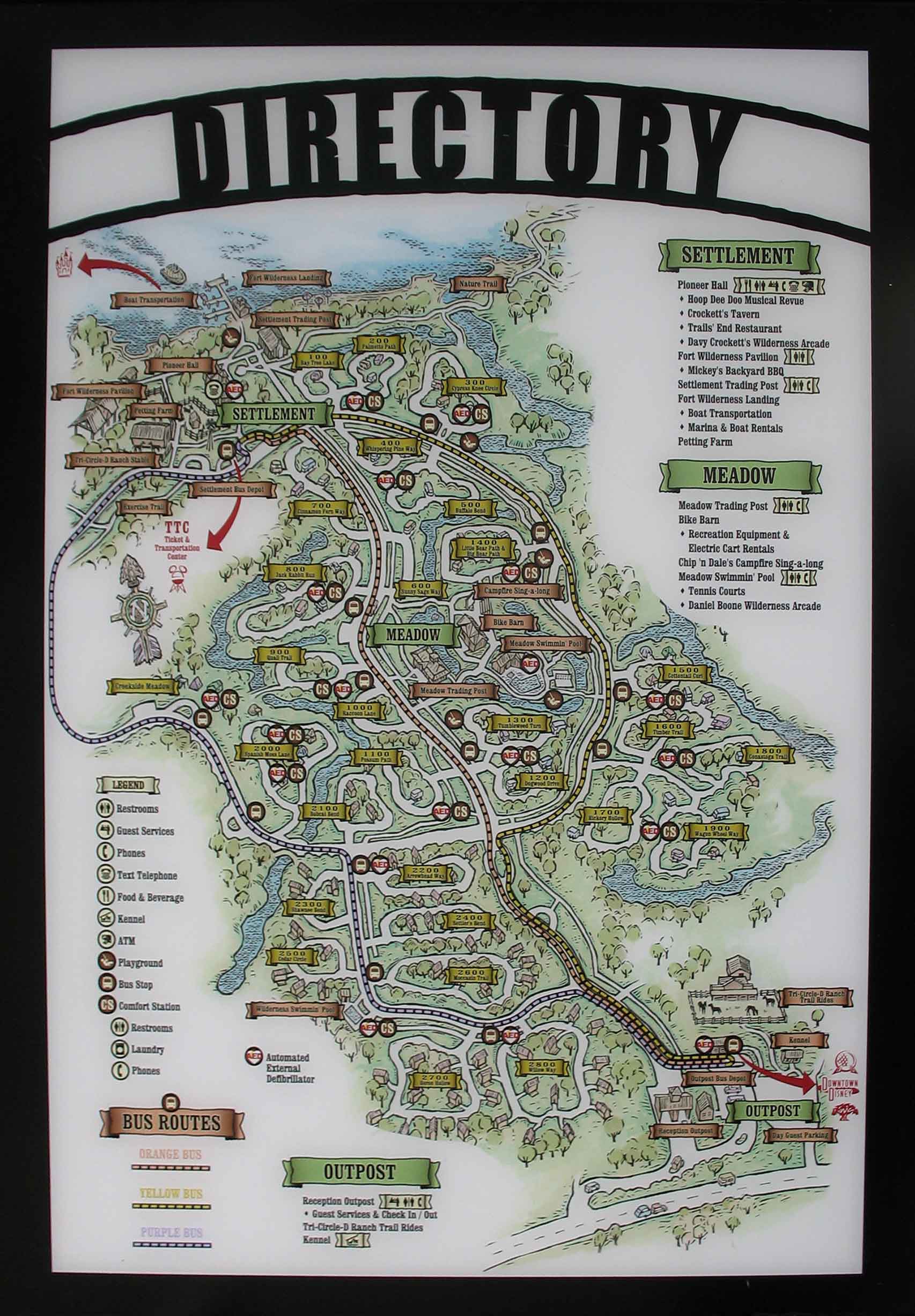 Fort Wilderness Directory and Map