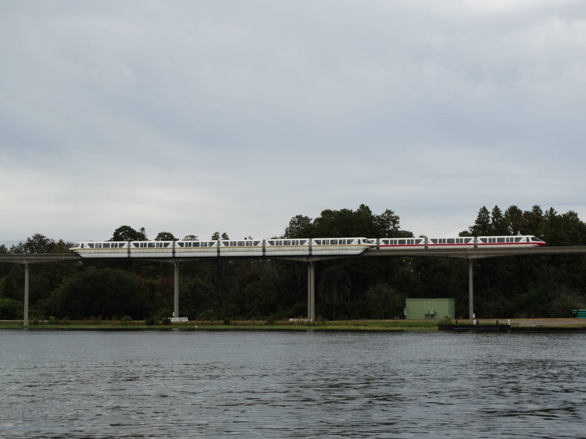 Monorails passing each other