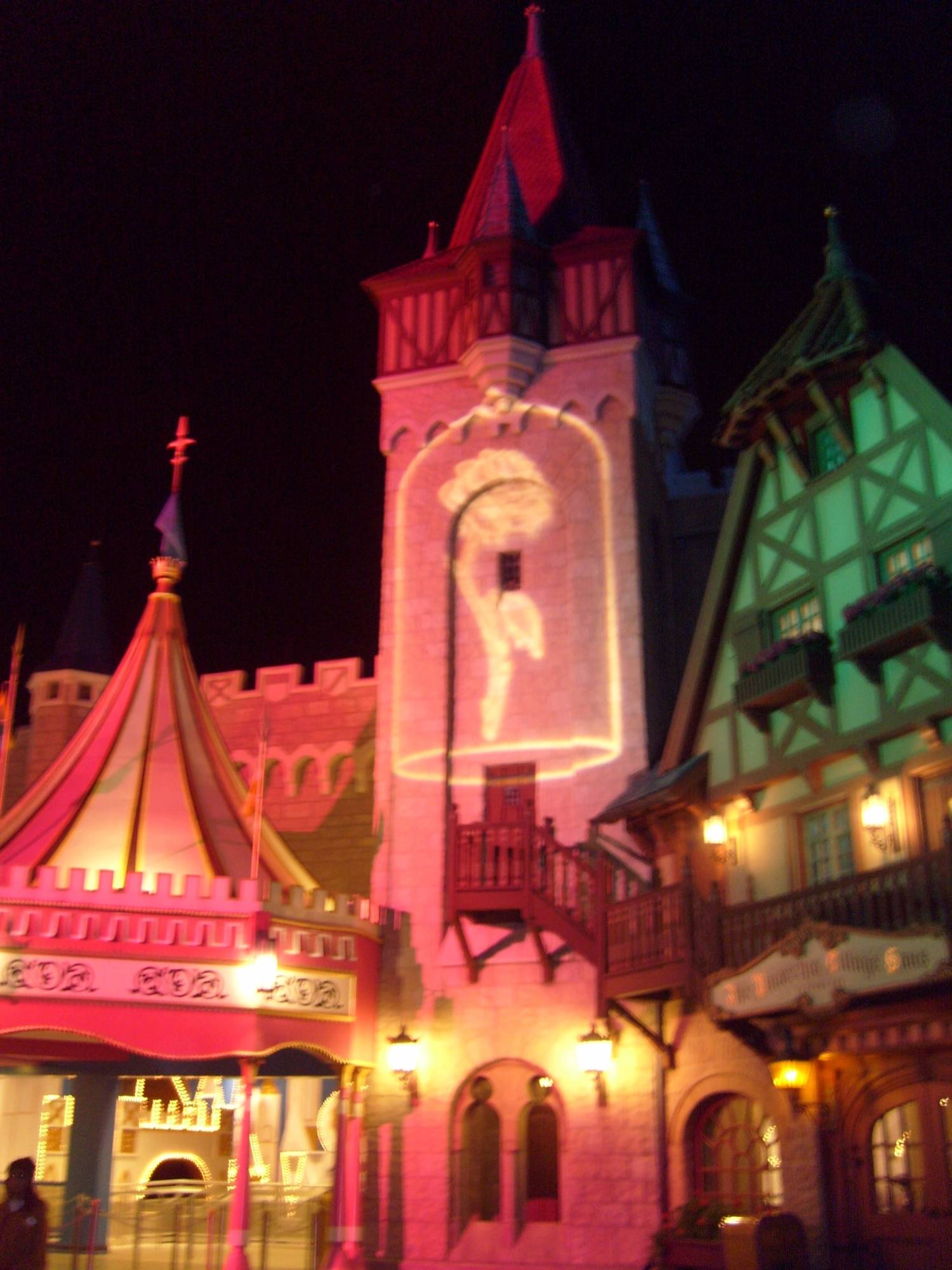 Magic Kingdom--Fantasyland--Building lit up at Pirate and Princess Party