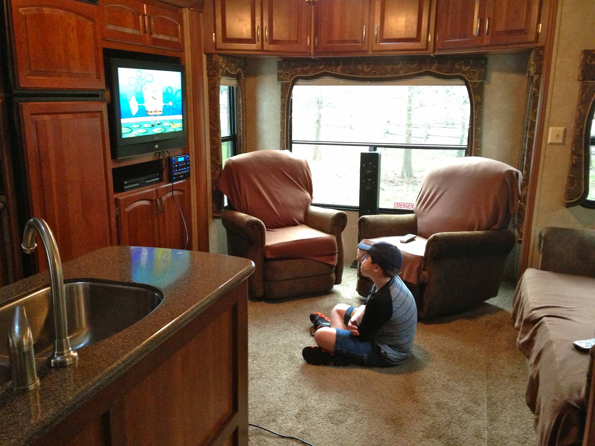 Watching TV in RV Rental - Fort Wilderness