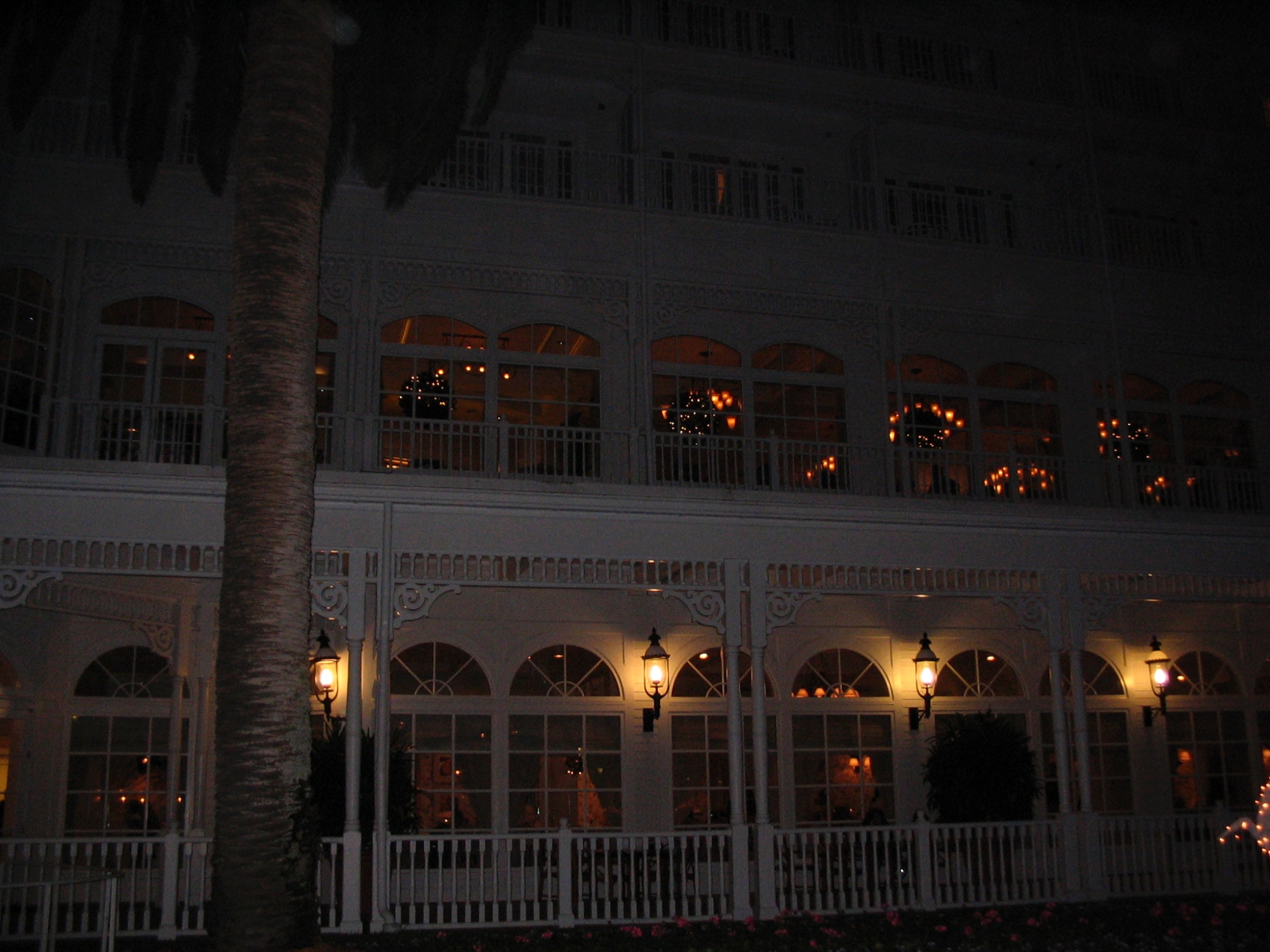 Grand Floridian--view from outside main building--night view