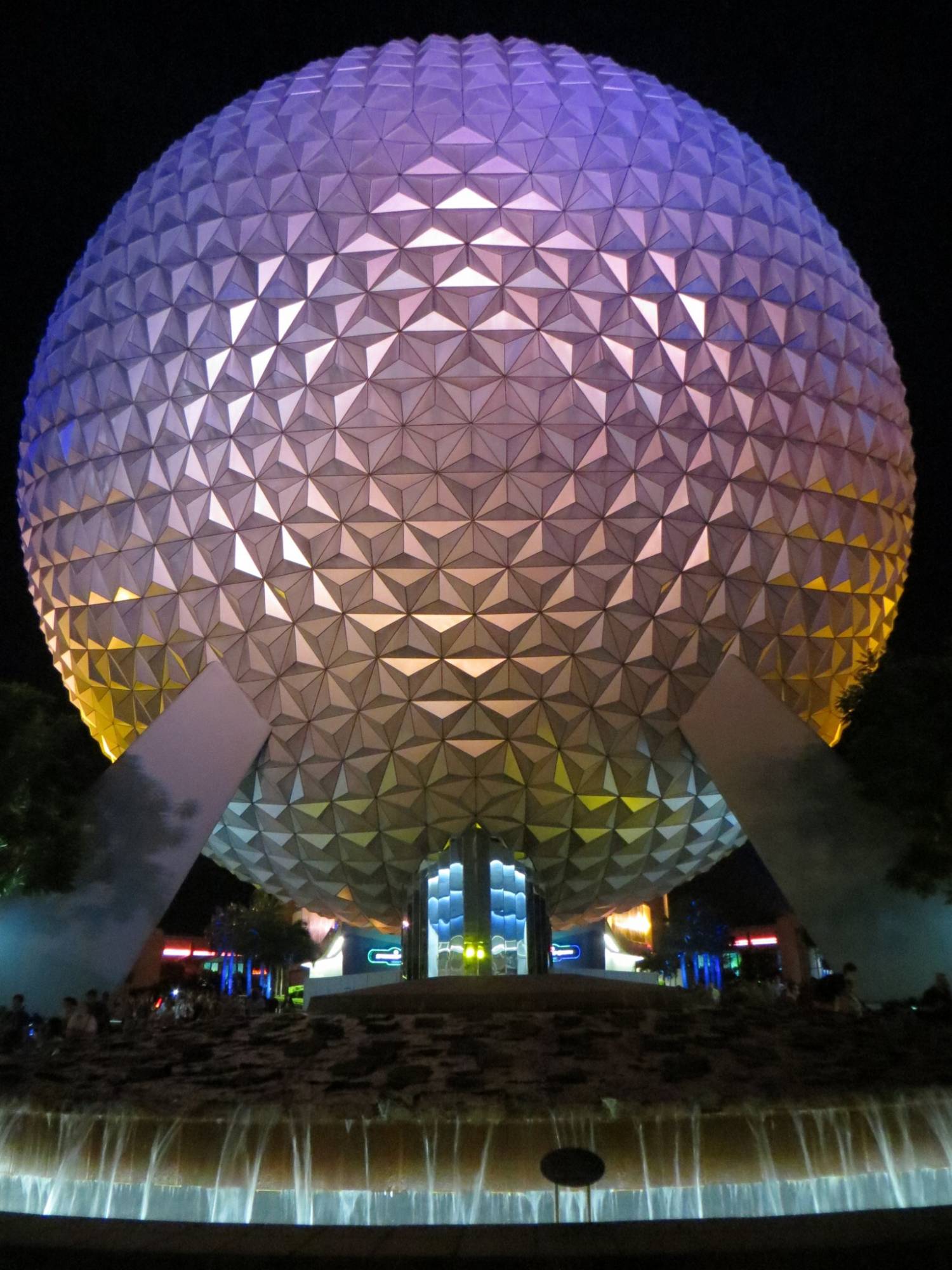 Epcot ball at night