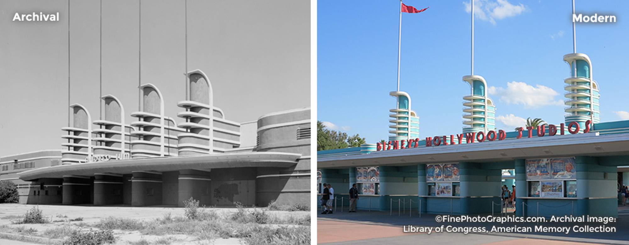Historical photomerges of Disney's Hollywood Studios