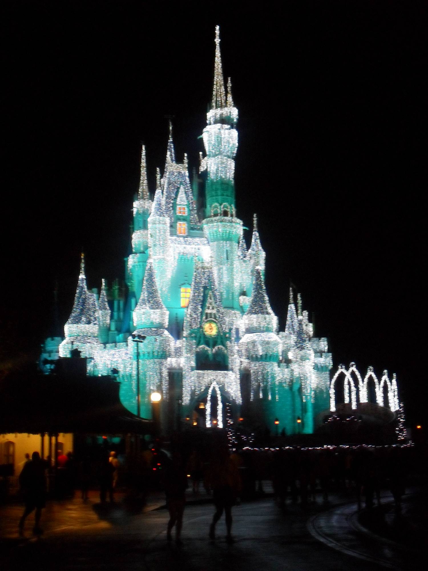 Cinderella's Castle at night with Christmas lights