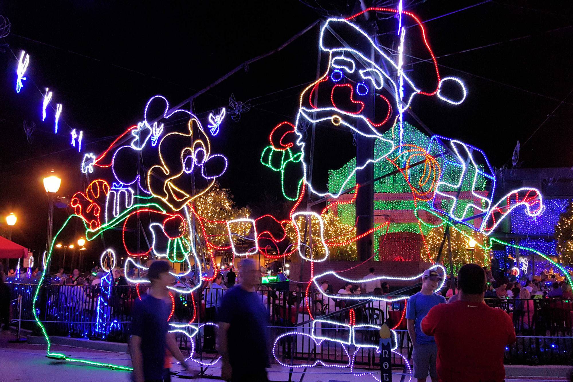 Hollywood Studios Osborne Lights Santa and Mickey Mouse