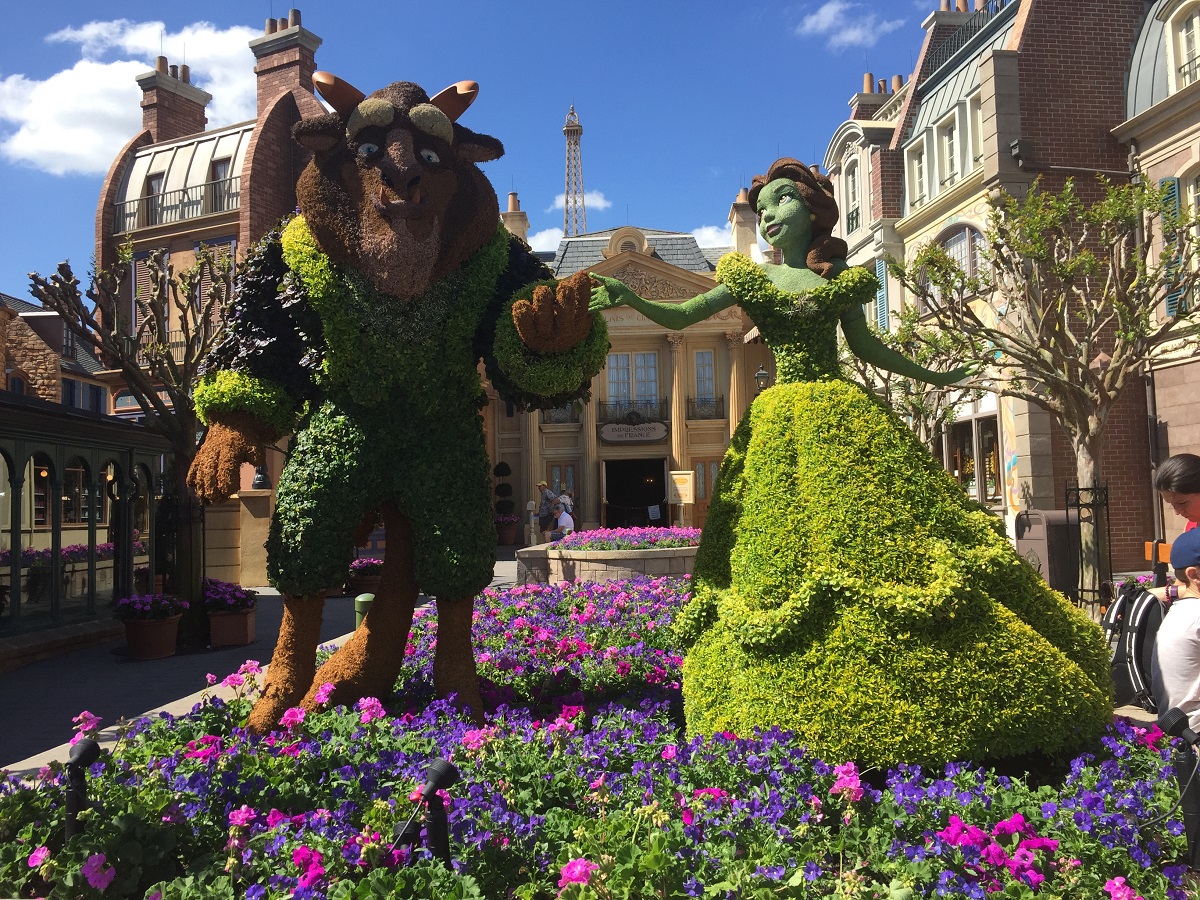 Beauty and the Beast Topiary at Epcot
