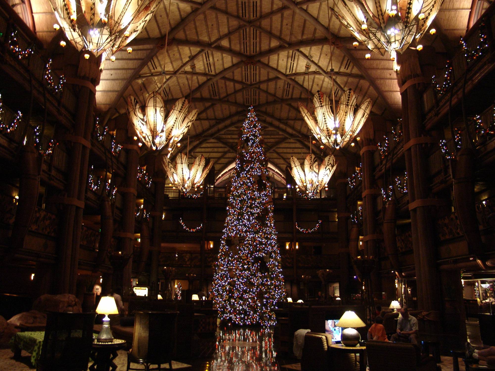 Animal Kingdom Lodge - lobby at Christmas