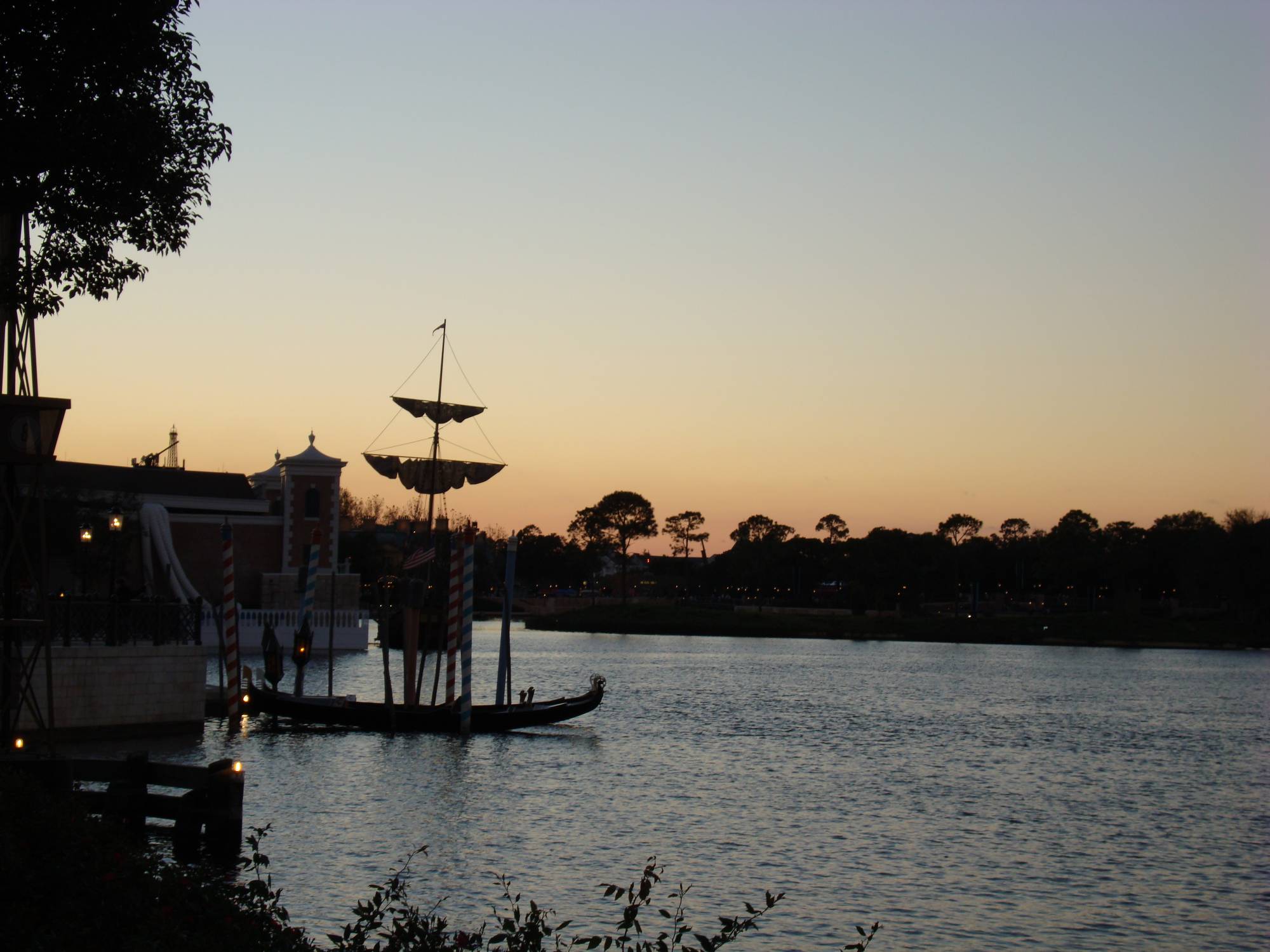 Epcot - World Showcase lagoon at twilight