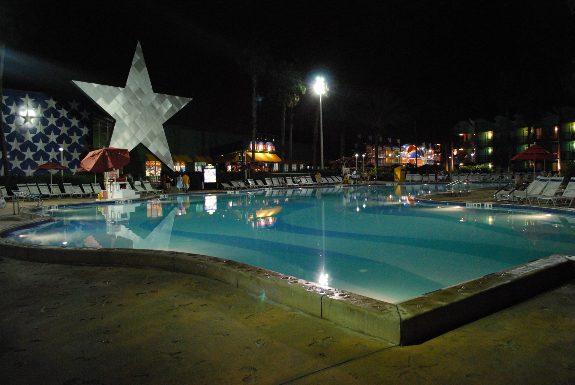 All Star Resort Surf's Up Pool at Night